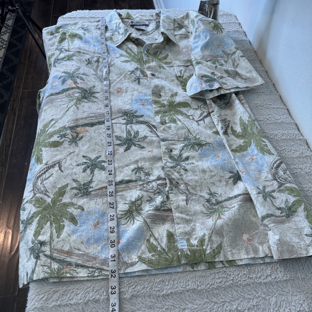 Columbia Swordfish Hawaiian Shirt‎ Mens XXL Fish Button Up Collared Cotton Beach - Picture 13 of 14